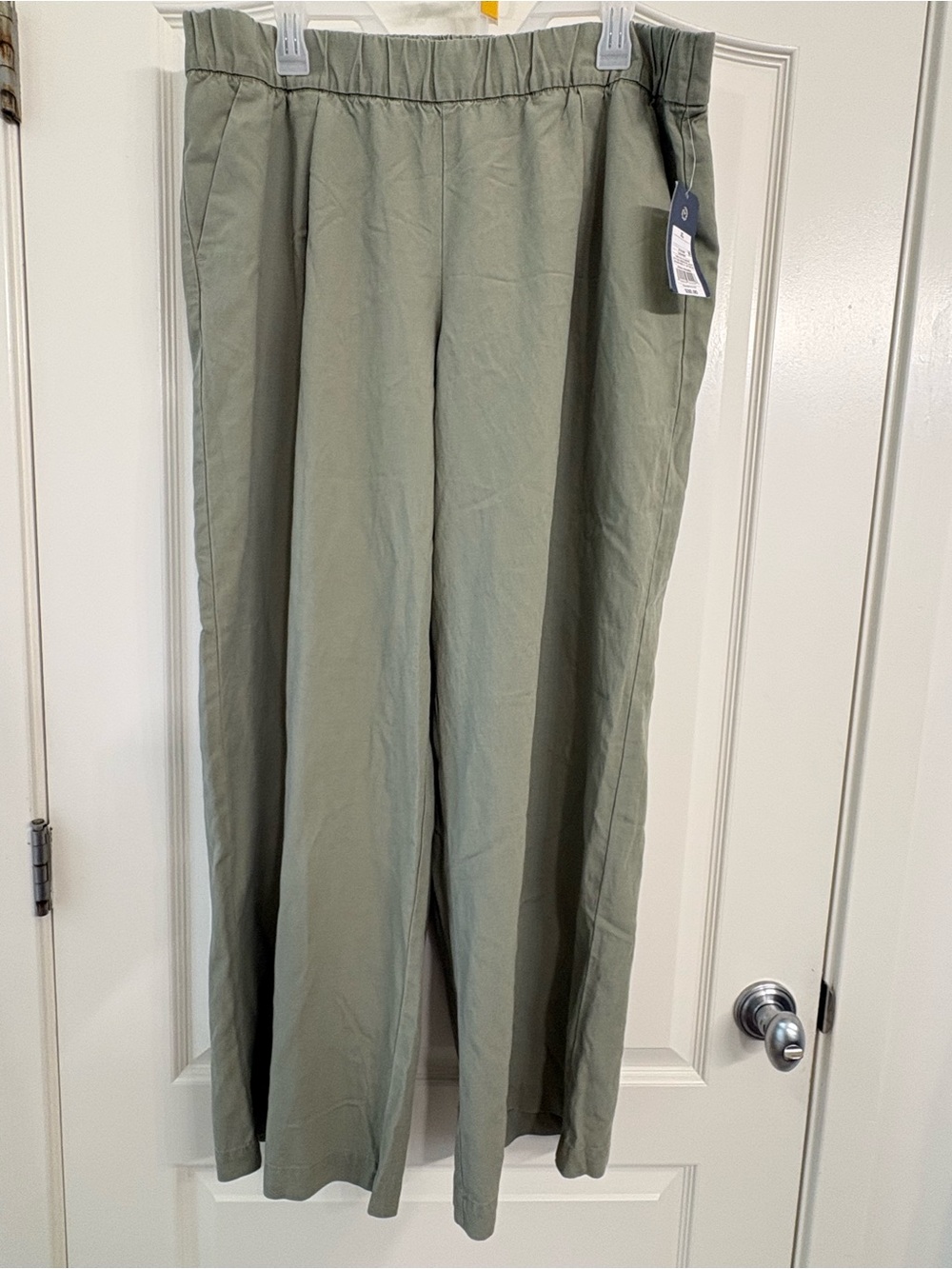 Women's Elastic-Waist Olive Green Casual Pants